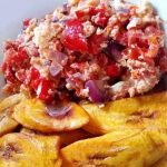 Fried Luxury plantain with egg sauce