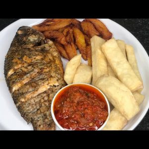 Peppered Tilapia with Yam or Fried Sweet Potatoes